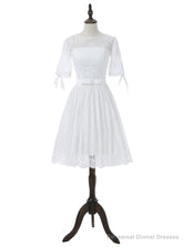 Short Wedding Dresses A-line Half Sleeves Short Lace Beach